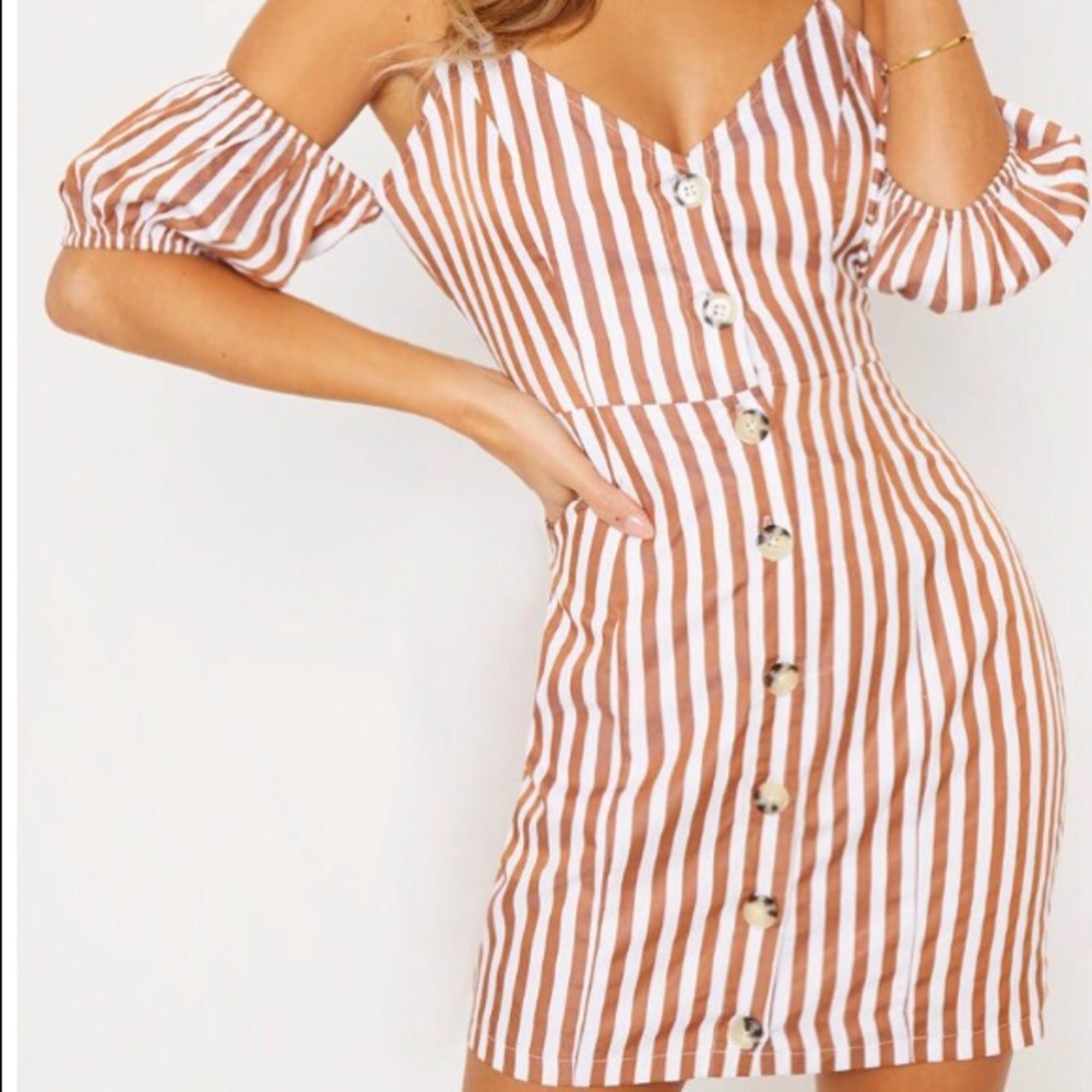 Off shoulder striped dress